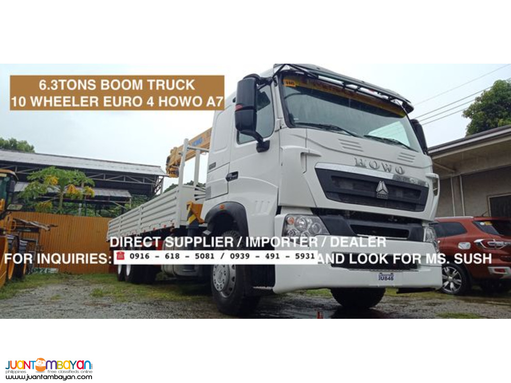 6.3 TONS CARGO BOOM TRUCK 10 WHEELER sinotruk HOWO A7