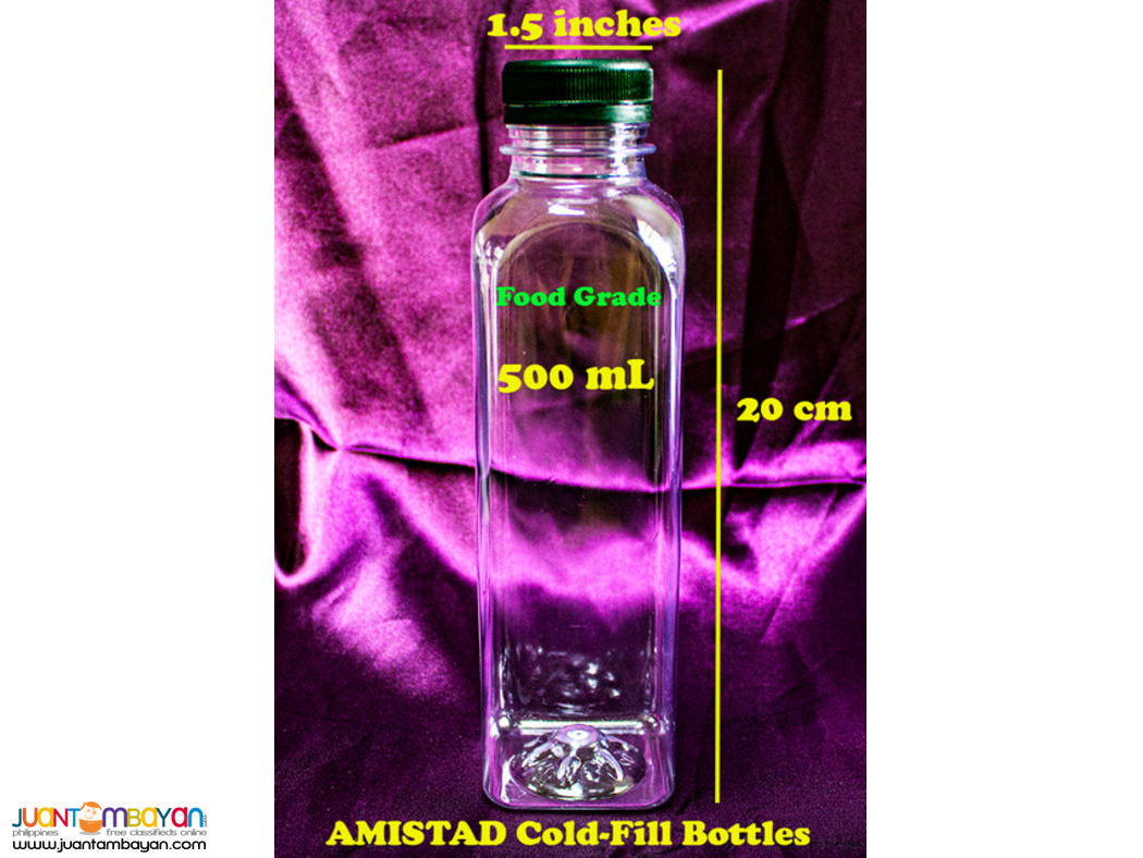 A0117 Clear Food Grade 500 mL PET Cold Fill Square Plastic Bottle