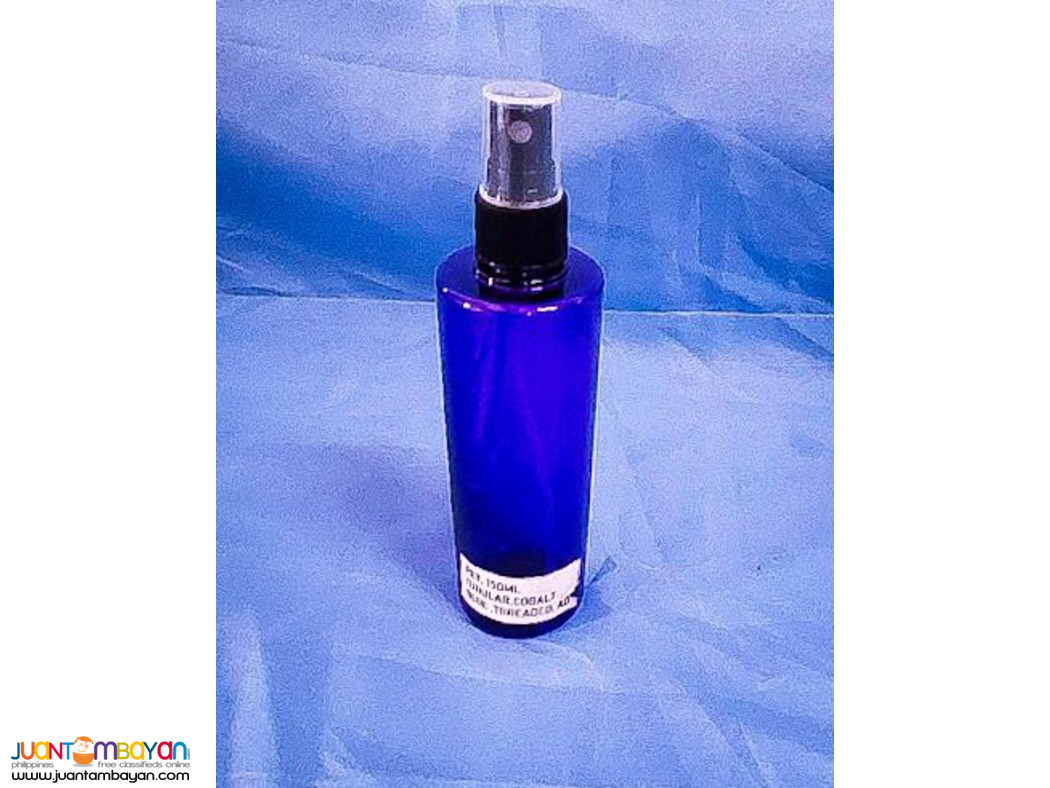 A033 PET 150 mL Tubular Cobalt Blue Plastic Bottle