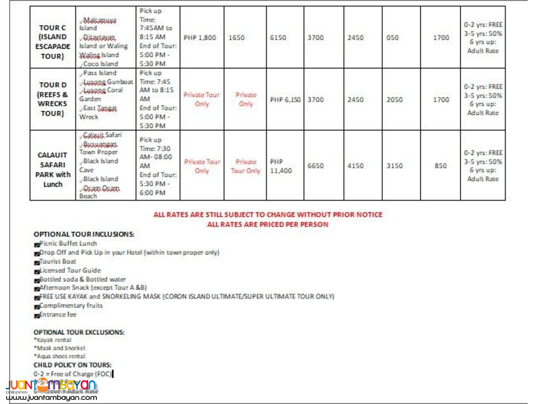 CORON LAND ARRANGEMENT PACKAGE