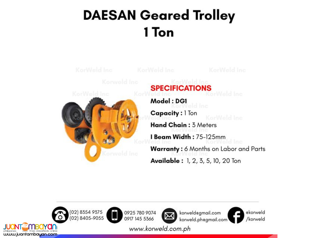 Geared Trolley 1 Ton