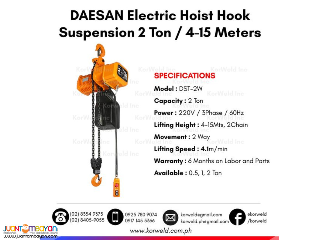 Electric Hoist Hook Type 2 Ton