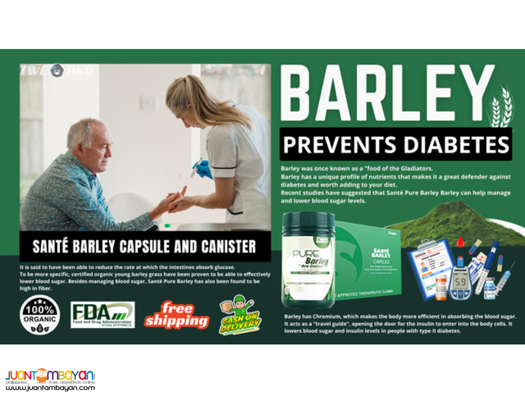 Santé Barley Powder Stevia Canister - For Diabetes and Hypertension