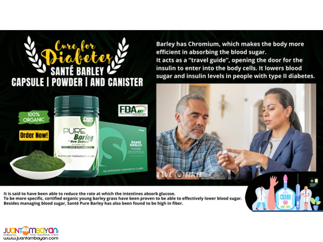 Santé Barley Powder Stevia Canister - For Diabetes and Hypertension