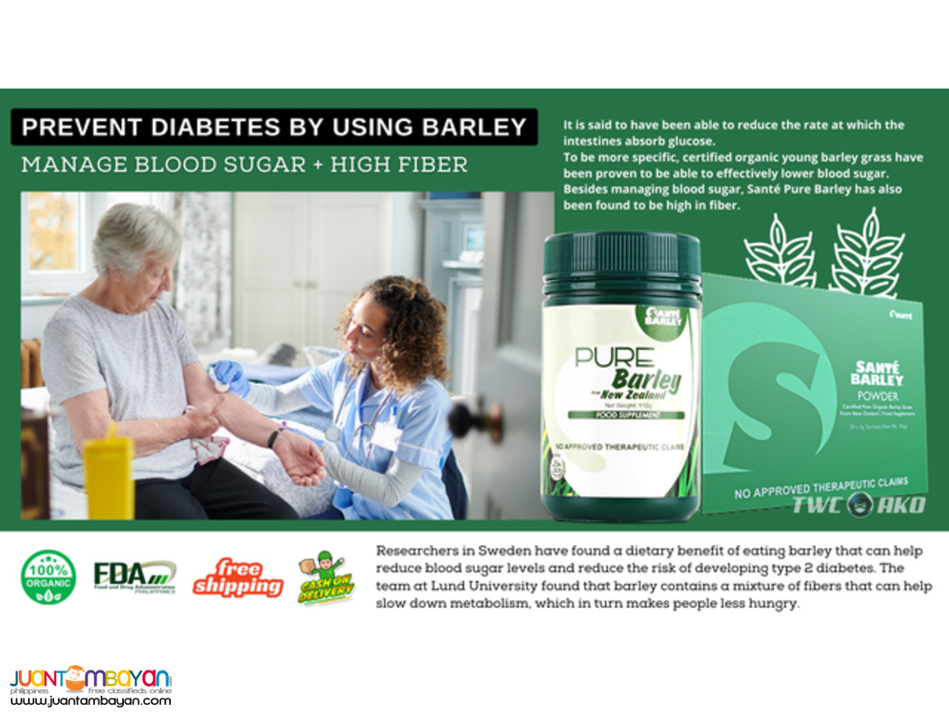 Santé Barley Powder Stevia Canister - For Diabetes and Hypertension