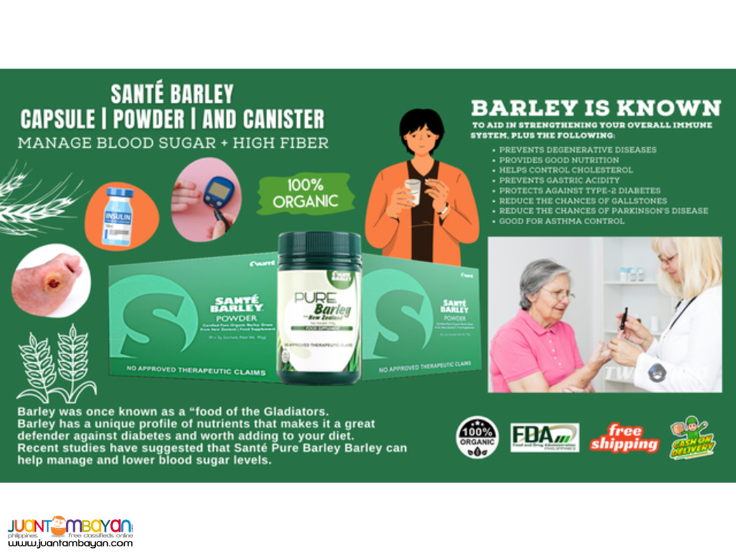 Santé Barley Powder Stevia Canister - For Diabetes and Hypertension