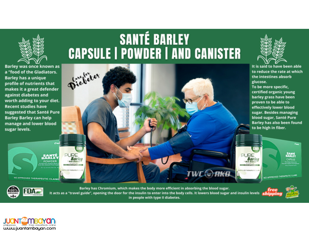 Santé Barley Powder Stevia Canister - For Diabetes and Hypertension