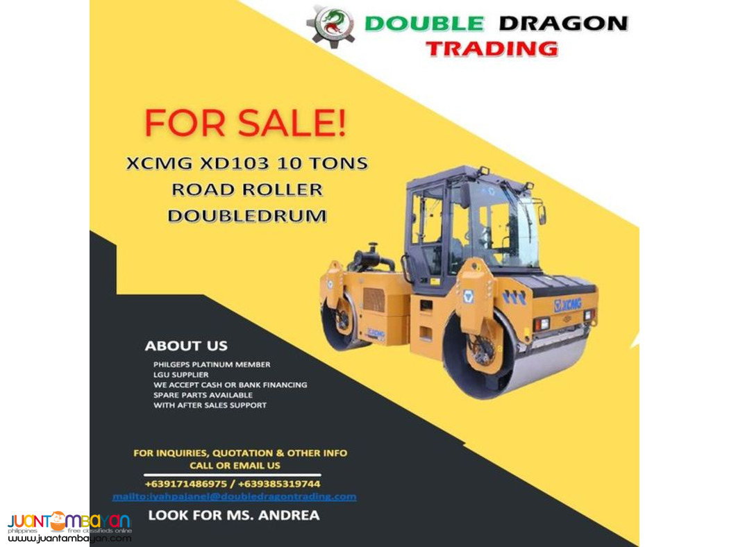 XCMG XD103 VIBRATORY ROLLER 10T,DOUBLE DRUM