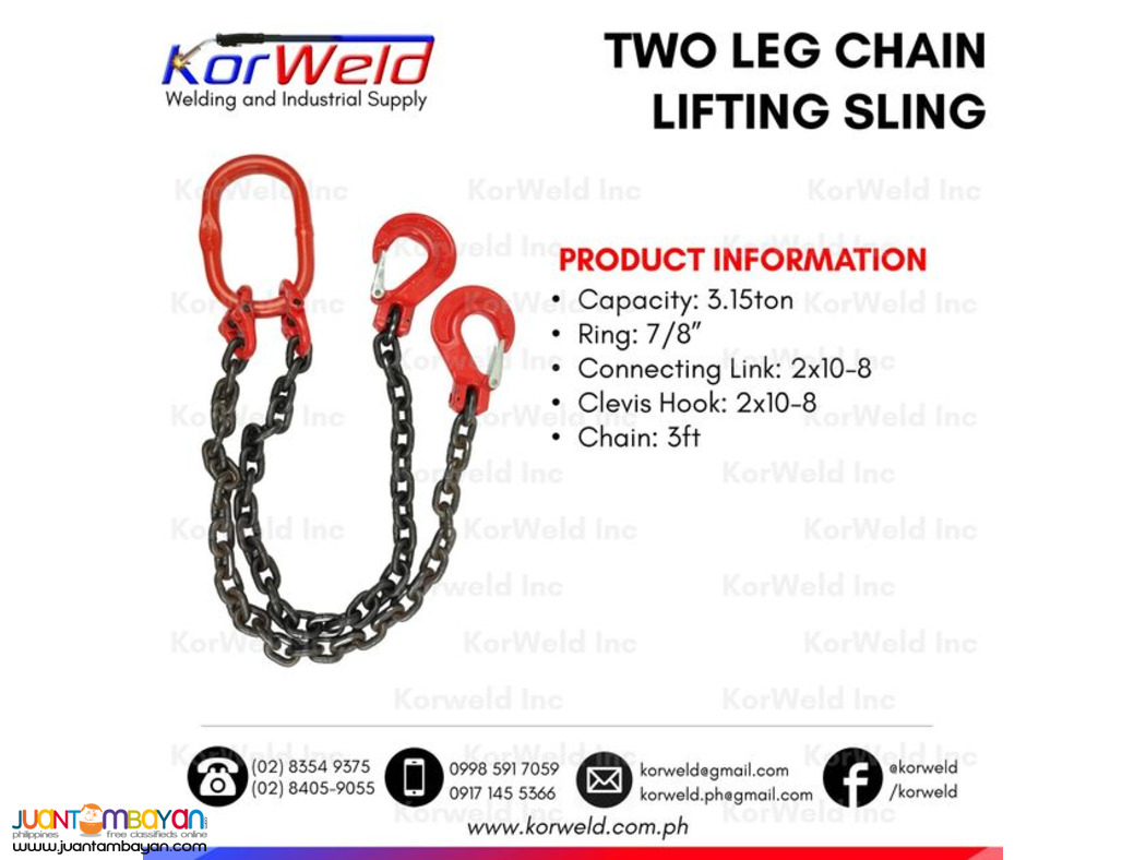 Lifting Sling Two Leg Chain 3 Feet Chain