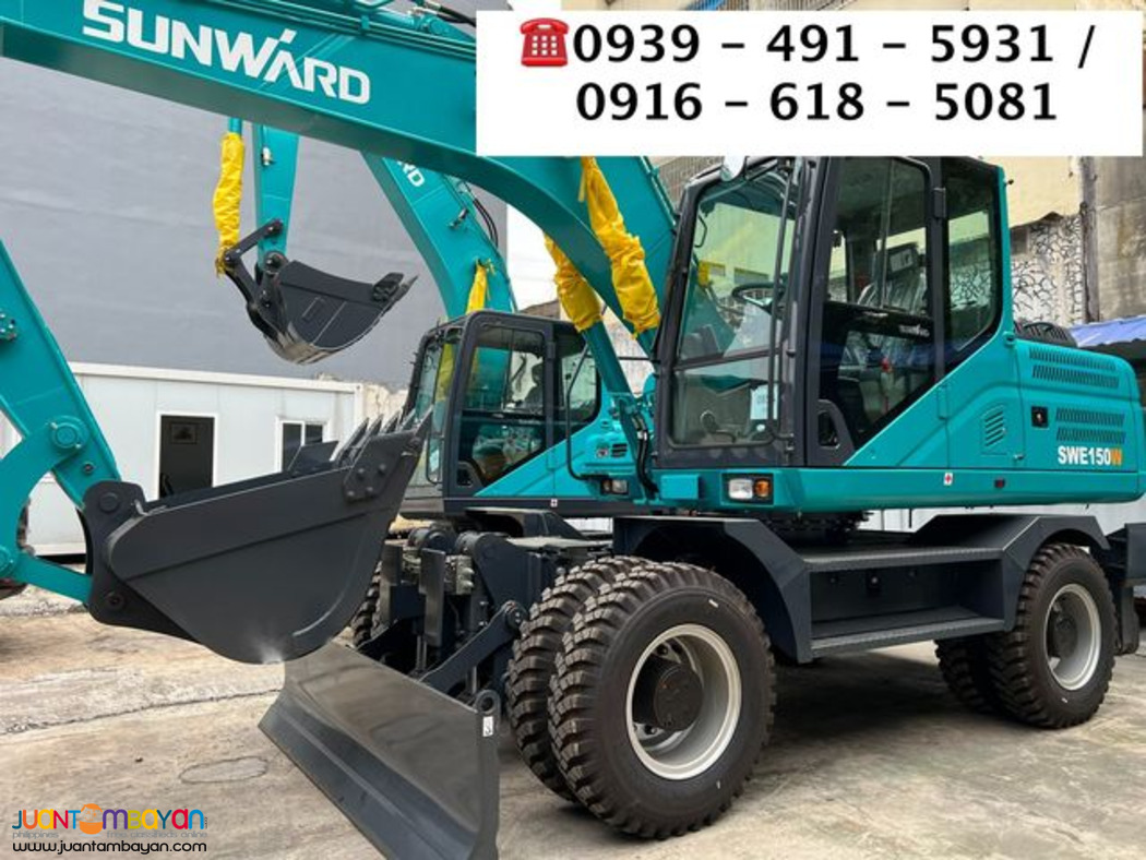 swe150w sunward backhoe wheel type 0.58 cubic isuzu engine