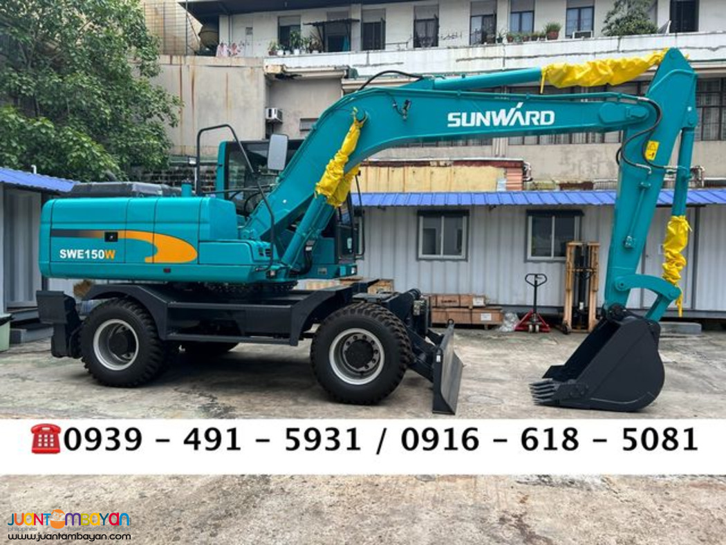 swe150w sunward backhoe wheel type 0.58 cubic isuzu engine