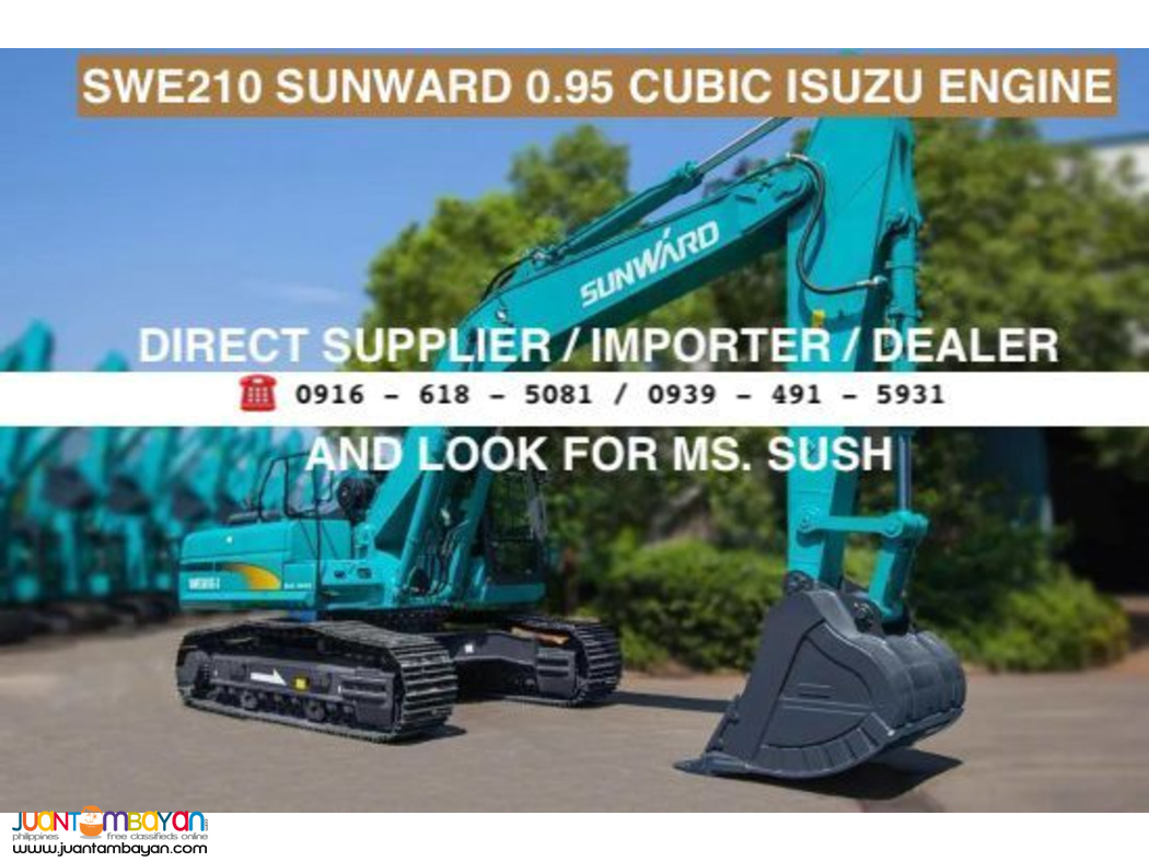 swe210 sunward hydraulic backhoe excavator 0.90cubic isuzu