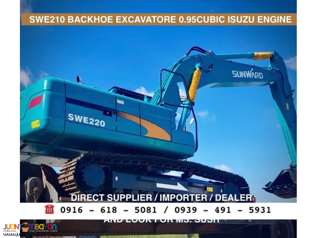 swe210 sunward hydraulic backhoe excavator 0.90cubic isuzu