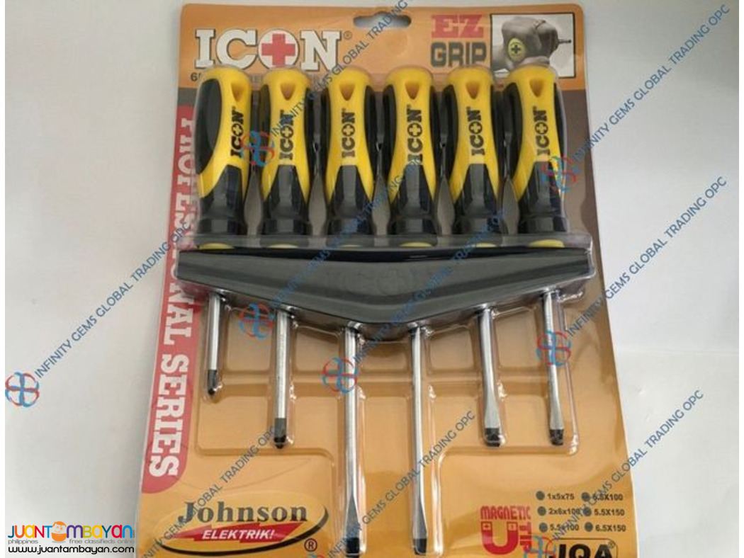 ICON EZ GRIP SCREW DRIVER SET ICSS-6P