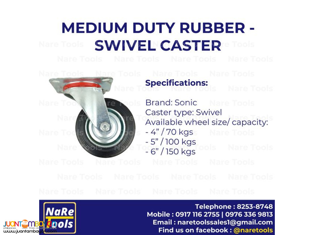 Medium Duty Rubber Swivel Caster - 4