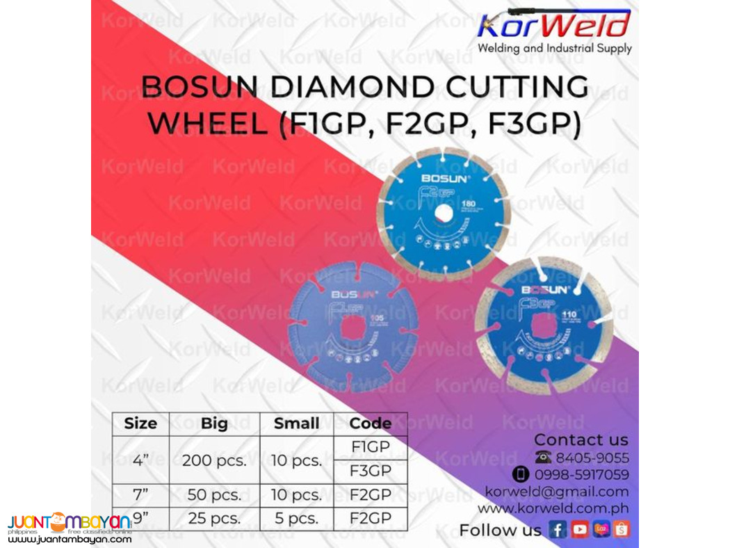 Bosun Diamond Cutting Wheel (F1GP, F2GP, F3GP)