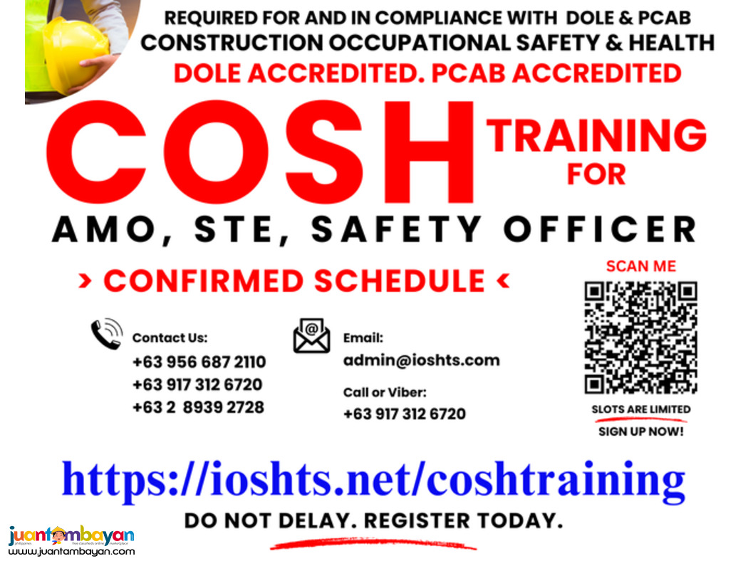 COSH Training Safety Officer AMO STE Training DOLE PCAB Weekend