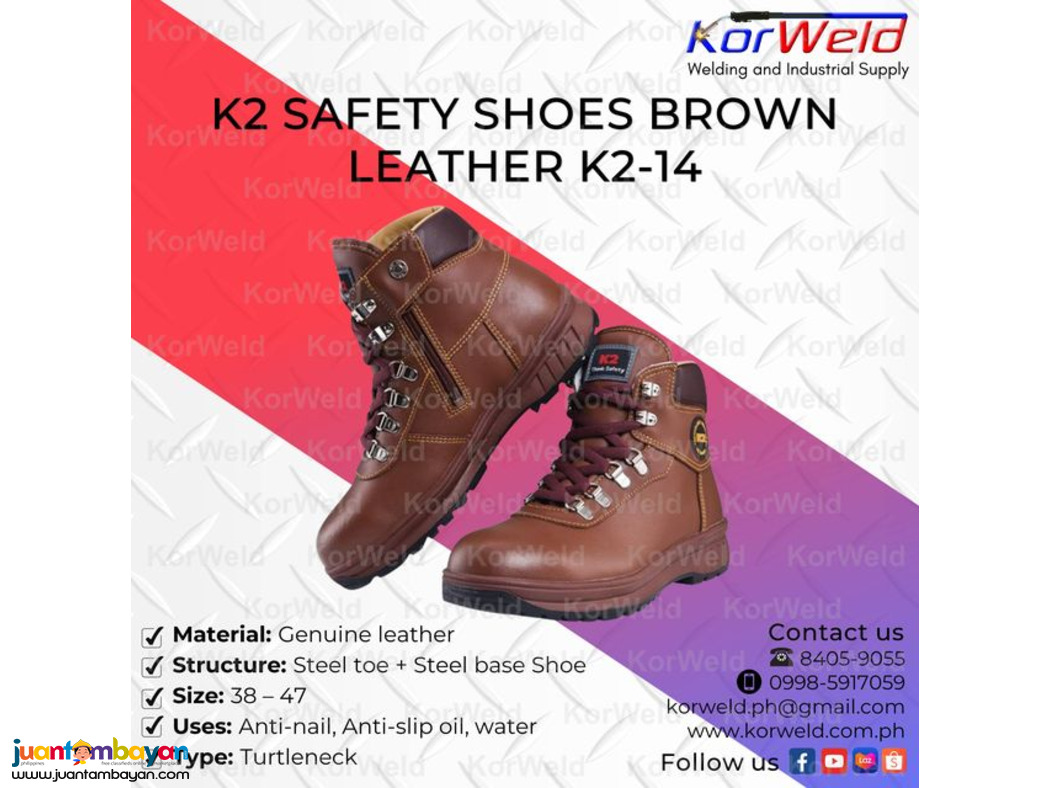 k2 Safety Shoes Brown Leather K2-14