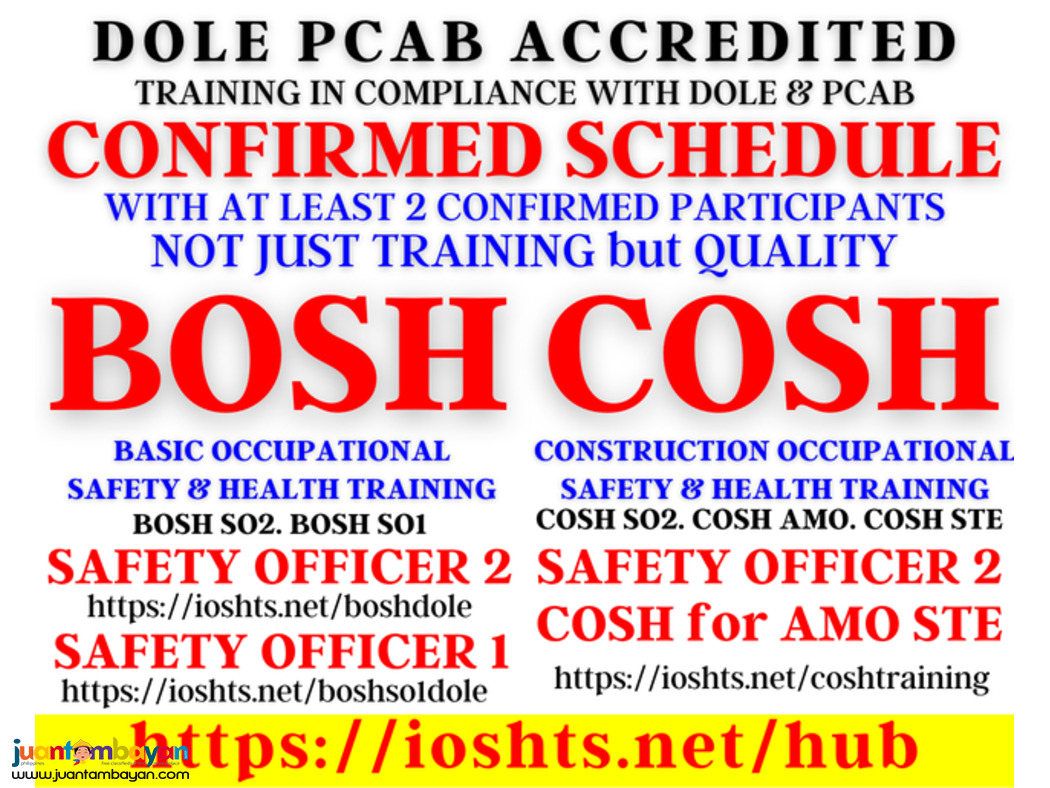 BOSH COSH Training Safety Officer 2 SO2 Training DOLE PCAB AMO STE